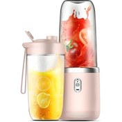 Resim Globalbloom Pembe Taşınabilir El Blender Seti: Usb Şarjlı, Çift Bardaklı, Kamp Ve Seyahat İçin 