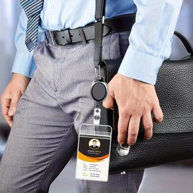 Resim Su Geçirmez PVC Şeffaf Kart Tutucu Boyun Askılı - Kimlik, Kredi Kartları & Otobüs Bileti Koruyucu Kapak 