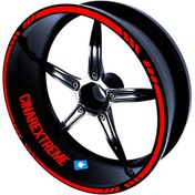 Resim 4 Parçalı Kesikli Tasarımlı Bayrak Kırmızı Jant Şeridi Sticker Çınar Extreme 