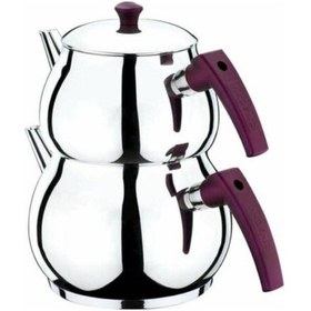 Resim Akdeniz Çaydanlık Takımı Küre Aile Boy Soft Şirazi Bakalit Kulp Akd104 0043 4722 Gümüş 