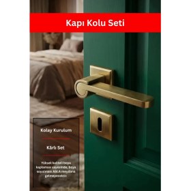 Resim Zeraf Ev Zarafet Kare Rozetli Alüminyum Kapı Kolu Oda-Wc Lavabo Uyumlu Kapı Kolu Antik 
