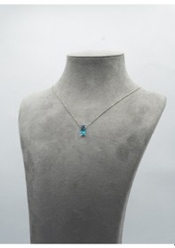 Resim Doğan Diamond 925 Ayar Rodyum Kaplama 3Ct Blue Topaz Kolye -Raccolta Di Gocce 