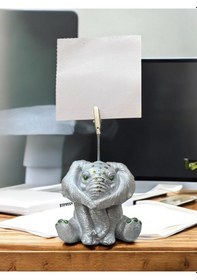 Resim Gümüş Fil Temalı Not Tutacağı Fotoğraf Tutacak Tutucu Ofis Seti Hediyelik Gümüş 