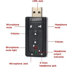 Resim 7.1 USB Stereo Ses Adaptörü , Harici Ses Kartı, Pc ve Dizüstü Bilgisayar Için 3D USB Ses Adaptörü, 