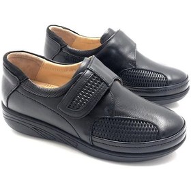 Resim Derilax Mira Hakiki Deritam Ortopedik Cırtlı Kadın Anne Ayakkabı Siyah Siyah 