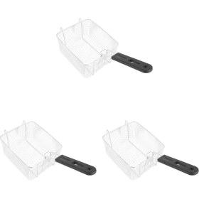 Resim Cecilee3 3x Paslanmaz Çelik Derin Kızartma Sepeti Dikdörtgen Tel Örgü Süzgeç Uzun Saplı Kızartma Pişirme Aracı Gıda Sofra (Yurt Dışından) 