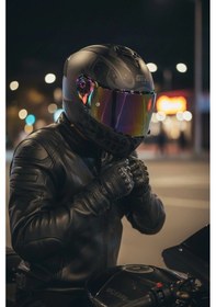 Resim Gıvı 50.x Bones Siyah 1 Renkli 1 Şeffaf Vizörlü Motosiklet Kask İridyum Vizör + Şeffaf 