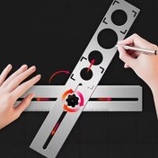 Resim Ayarlanabilir Metal Fayans Konumlandırma Ölçeği, Ergonomik Duvar İşaretleme Konum Aracı Fayans Delik Kesici ile, Mermer ve Fayans için Dayanıklı Delme Kılavuzu, Profesyonel İnşaat Araçları 