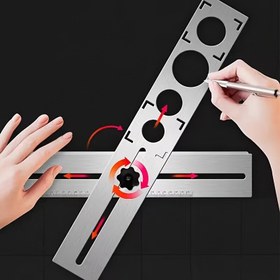Resim Ayarlanabilir Metal Fayans Konumlandırma Ölçeği, Ergonomik Duvar İşaretleme Konum Aracı Fayans Delik Kesici ile, Mermer ve Fayans için Dayanıklı Delme Kılavuzu, Profesyonel İnşaat Araçları 
