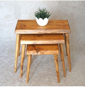 Resim Doğal Ağaç Masif Kütük 3’Lü Zigon Sehpa (361414305) 