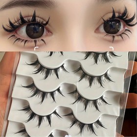 Resim Anime Esintili Sahte Kirpikler, 5 Çift Çizgi Film Göz Sahte Kirpikler, Dramatik Görünüm Şeytan Stili, Hacim Verici ve Uzatıcı, Çift Set, Formaldehitsiz Cosplay Aksesuarları - 5MH-5 