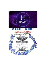 Resim Gümüştel El Sanatları Sertifikalı Burç Taşı Balık Burcu Lapis Lazuli Taşı Bileklik Çok Renkli 