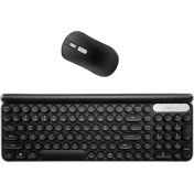 Resim 2.4g Kablosuz Klavye Mouse Set Retro Yuvarlak Keycaps Şarj Siyah 02 (Yurt Dışından) 