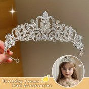 Resim 1pc Silveryy Alaşım Doğum Günü Taç, Kızlar İçin, Non-Woven PVC Malzeme, Tüm Mevsim Parti Stili, Kızların Moda Saç Aksesuarı, Doğum Günü Hediyesi 