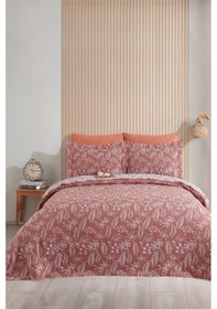 Resim Elart Mokka Keten Görünümlü Yatak Örtüsü Pike Seti 3 Parça Çift Kişilik Tarçın 