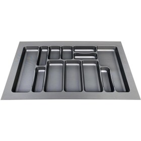 Resim DİZAYNAKS Versa Antrasit Dokulu Çekmece İçi Kare Antibakteriyel Plastik Kaşıklık 85 X 49 