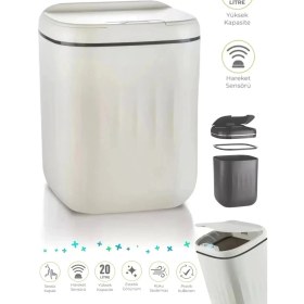 Resim Eco Lounge Akıllı Sensörlü Çöp Kovası 20L - Uv Işık Antibakteriyel & Koku Geçirmez Otomatik Mutfak Ofis Banyo Kovası 