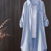 Resim Kadınların Rahat Gevşek Büyük Boy Orta Boy Gömlek, Kısa Yaka, Düğme Detaylı, Polyester %95 Spandex %5, Dokuma Kumaş, İlkbahar/Yaz Artı Boyu Üst 