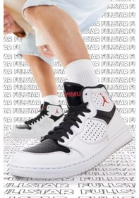 Resim Nike Jordan Access Jumpman Leather Sneaker Hakiki Deri Bilekli Spor Ayakkabı Beyaz Siyah 