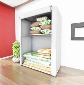 Resim panayır Ihsanbölünmez Özel Tasarım Güçlendirilmiş Çelik Yapım Raflı Yorgan Hurcu, Yüklük, Gri Renk Bez Dolap 