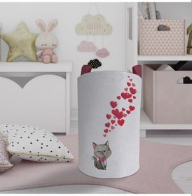 Resim Mekta Home Bebek Ve Çocuk Odası Kedi Ve Kalp Desenli Oyuncak Sepeti Renkli Çok Renkli 