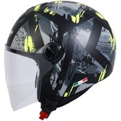 Resim Sway Sw 715 Poıson Black Grey Yellow Yarım Kask Gri - Sarı 