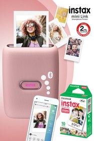 Resim Fujifilm Instax mini Link Pembe Akıllı Telefon Yazıcısı ve 10'lu mini Film 