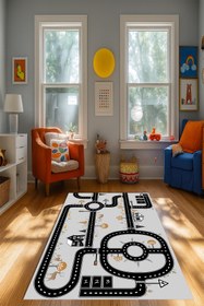 Resim Kessy Home Studio Eğitici Yol Desenli Çocuk Oyun Halısı Dijital Baskı Yıkanablir Kaymaz Taban Çocuk Odası Halısı 3 