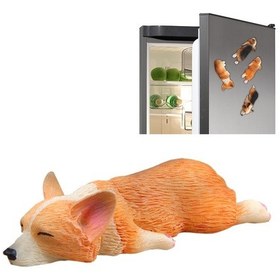 Resim Sones Ev Dekorasyonu Sevimli Uyku Corgi 3d Manyetik Toka Buzdolabı Macunu 