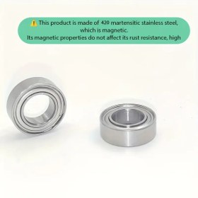 Resim İki Paslanmaz Çelik Miniatur Rulman MR52-MR84-MR85-MR74-MR95-MR105-MR115-MR117-MR128 Balıkçılık Botları İçin Paslanmaz Çelik Toz Kapakları. Korozif Direnç, Yüksek Güvenilirlik, Islak veya Kimyasal Korozif Ortamlarda Kullanılabilir 