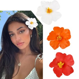 Resim 3 adet Hawaii Plumeria Saç Tokası - Kadınlar ve Kızlar için Tropikal Çiçek Saç Aksesuarları, Tatil, Plaj ve Dış Mekan Saç Modelleri için İdeal, Normal Saç Tiplerine Uygun, Benzersiz Çiçekli Saç Tokası Seti 