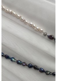 Resim 10,5 Mm Barok Doğal İnci Kolye Gümüş 