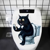 Resim Eğlenceli Kedi ve Telefon Oyunu Banyo Çıkartmaları - Noel Tatili Duvar Stickerları, Oturma Odası ve Yatak Odası için Güzel Ev ve Oda Dekoru, Tuvalet Çıkartmaları, Elektrik Gerektirmez, Plastik 