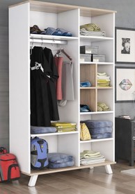 Resim Aeka Ae-1065 Atlas 4 Kapaklı Çok Amaçlı Askılıklı Raflı Beyaz Gardırop 180 Cm Çocuk Ve Bebek Odası 