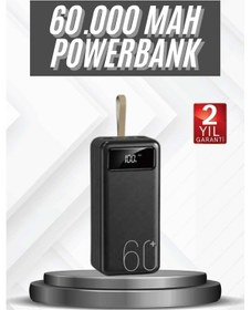 Resim Hızlı Şarj 4 Çıkışlı Powerbank 60.000 Mah Taşınabilir Dijital Göstergeli Çok Renkli 
