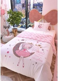 Resim Ay Kızı Beyaz Çift Taraflı Çocuk Nevresim Takımı 160x220 cm 