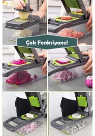 Resim Chopper Rende 13 Parça Hazneli Sebze Doğrayıcı Dicer Dilimleyici 
