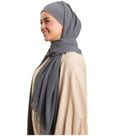 Resim Hürrem Bone Antrasit Pratik Hazır Geçmeli Bone Şal Şifon Düz 2506 25 antrasit 