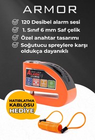 Resim Armor 606mva 6 Mm 120 Desibel Paslanmaz Çelik Alarmlı Disk Kilidi (HATIRLATMA KABLOSU HEDİYE) 