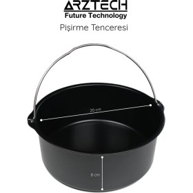 Resim Arztech Airfryer Tencere 20 cm XXL İçin Yapışmaz Teflon Kaplama Kolay Temizlik 