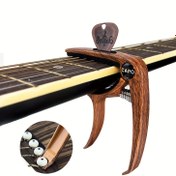 Resim 3-in-1 Yüksek Kaliteli Çinko Alaşımı Metal Gitar Capo - 1 Metal Gitar Pick dahil. Capo, Pick Depolama ve Köprü Pin Çekici için uygun. Akustik, Elektro, Klasik ve Ukulele Gitarlarla uyumlu 