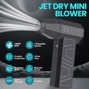 Resim Turbojet Fan Elektrikli Hava Toz Toplayıcı - 130K RPM 4 Hız Ayarlanabilir Kablosuz Üfleyici Araba Kar Çıkarma/Toz Temizliği/Hızlı Soğutma | Taşınabilir C-Tipi Hızlı Şarj Aracı 