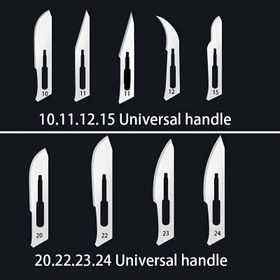 Resim 60 Parça Profesyonel Karbon Çelik Bıçak Paketi, 9 Endüstriyel Model İçerir: 10-11-TIP, 11-12-15-20-22-23-24, Çıkarılabilir ve Değiştirilebilir Uçlar, Sanat, El İşi ve Hassas Kesim için Uygun 