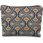 Resim 1 adet Boho Kadınlar için Hediye, Boho Turuncu Günbatımı Yaprak Estetik Makyaj Çantası, Vintage Boho Güneş Doğuşu Günbatımı Kozmetik Çantaları Tuvalet Çantası, Boho Plaj Çantası Tatil Hediyeleri 