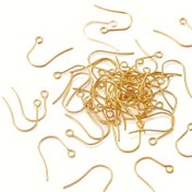 Resim 100 adet 304 Paslanmaz Çelik Küpe saç tokası, Kulak Tel, Yatay Döngü ile, Gerçek 18k Altın Kaplama, 18x15mm, Delik: 2mm, 21 Gauge, Pin: 0.7mm, Takı Yapımı ve El Sanatları Malzemeleri için 