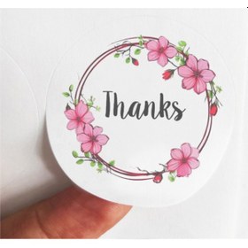 Resim 48 Adet 4 Cm Thanks Baskılı Mat Etiket Sticker 
