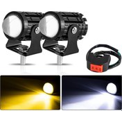 Resim Evrensel Motosiklet Led Far Projektör Lens Çift Renkli Atv Scooter Sürüş 2pc Switch Yellow 1 ADET 