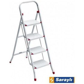 Resim Ennalbur Saraylı Pratik Metal Merdiven Beyaz 4 Basamaklı 