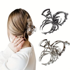 Resim Gotik Örümcek Saç Tokası, Rhinestone'lı Tül ile Minimalist Punk Tarzı Alaşım, Büyük Hayvan Esinli Saç Aksesuarı, Düz Renk, Cadılar Bayramı Partisi için İdeal 