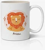 Resim Aslan Burcu Baskılı Kupa Bardak - Baskılı Kahve Kupa Bardak 